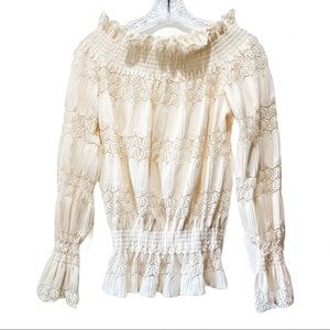 Romantic Frilly Ivory Off Shoulder Blouse Sexy M L